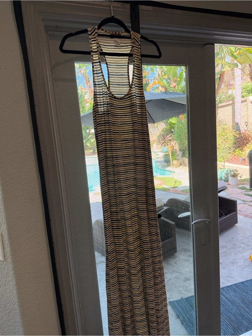 Tommy Bahama Black & White Striped Racerback Maxi Dress